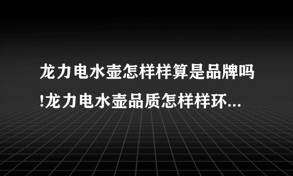 龙力电水壶怎样样算是品牌吗!龙力电水壶品质怎样样环保大会喝水平安吗