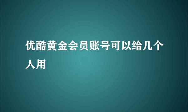 优酷黄金会员账号可以给几个人用