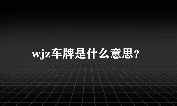 wjz车牌是什么意思?