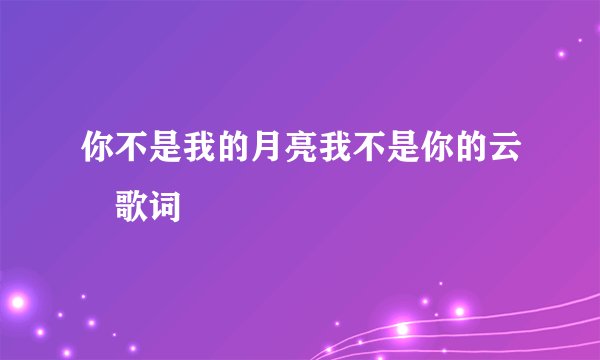 你不是我的月亮我不是你的云 歌词