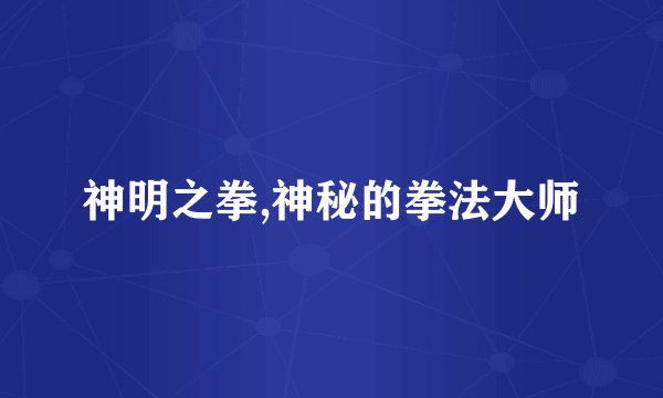 神明之拳,神秘的拳法大师