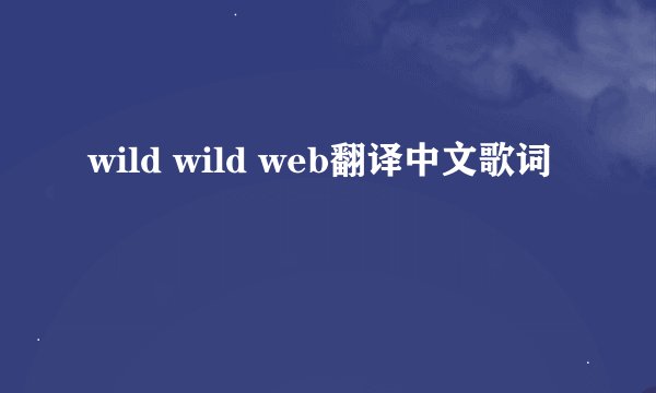 wild wild web翻译中文歌词