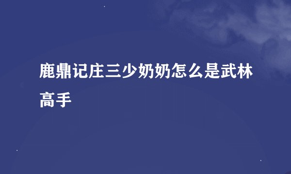鹿鼎记庄三少奶奶怎么是武林高手