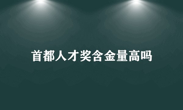首都人才奖含金量高吗