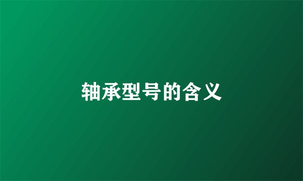 轴承型号的含义