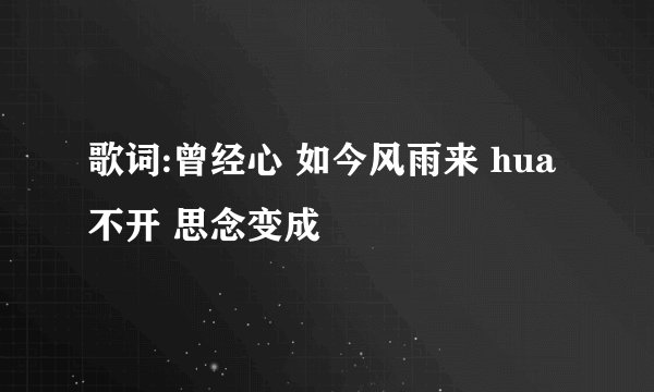 歌词:曾经心 如今风雨来 hua不开 思念变成