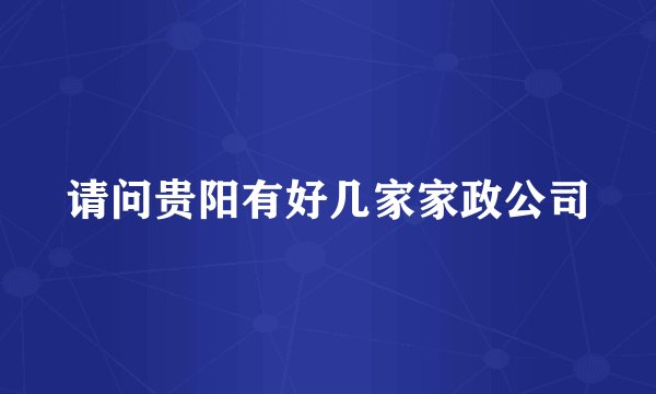 请问贵阳有好几家家政公司