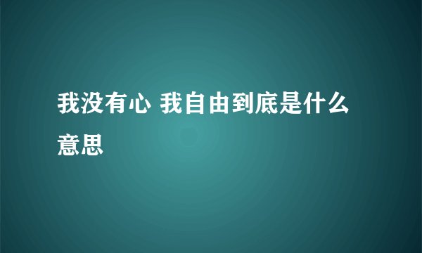 我没有心 我自由到底是什么意思