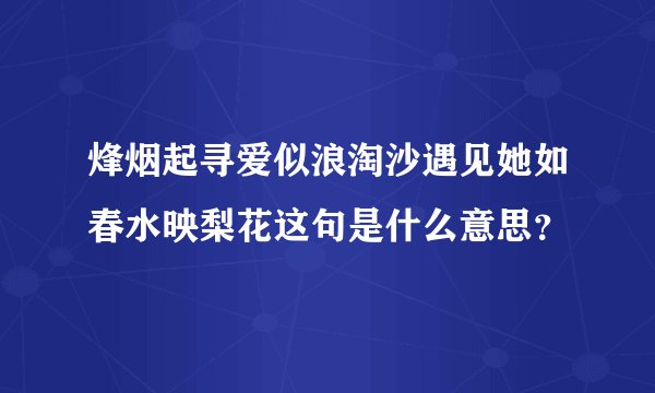 烽烟起寻爱似浪淘沙遇见她如春水映梨花这句是什么意思？