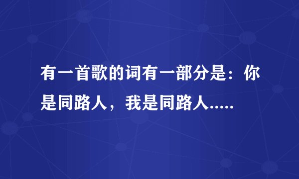 有一首歌的词有一部分是：你是同路人，我是同路人....脚下的路越长心中的爱越深，我们从冬走到了春......