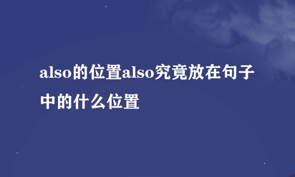 also的位置also究竟放在句子中的什么位置