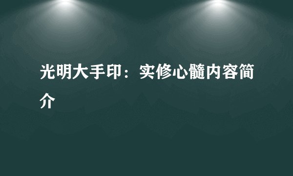 光明大手印：实修心髓内容简介