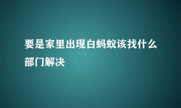 要是家里出现白蚂蚁该找什么部门解决