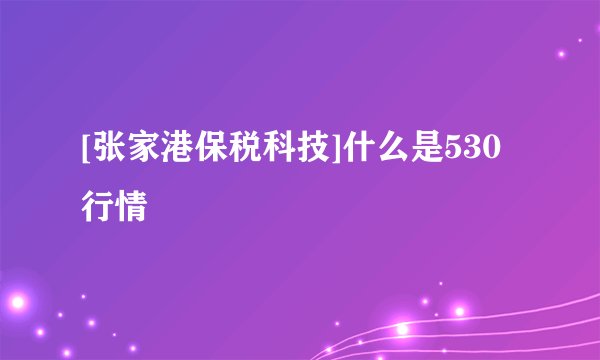 [张家港保税科技]什么是530行情