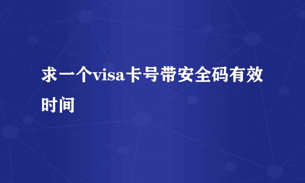 求一个visa卡号带安全码有效时间