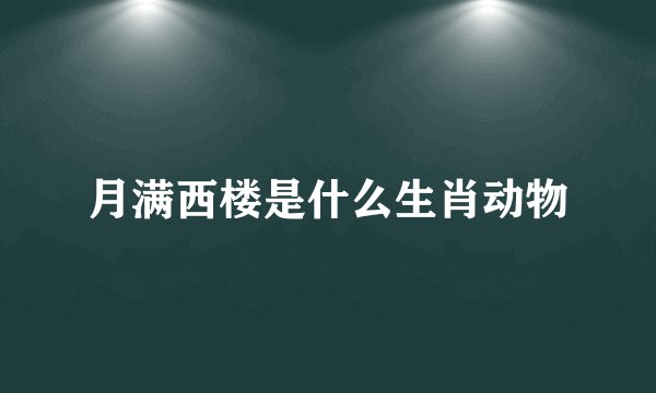 月满西楼是什么生肖动物