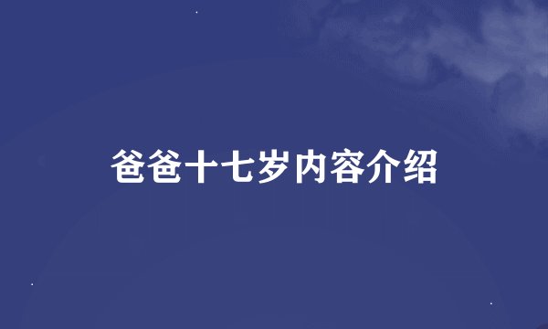 爸爸十七岁内容介绍