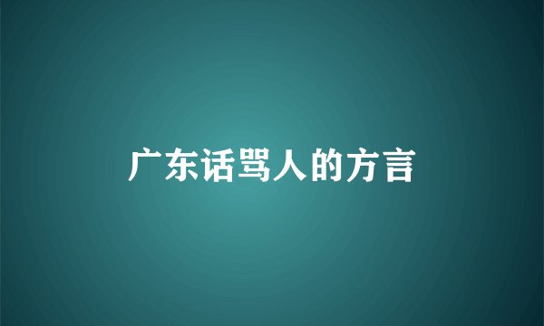 广东话骂人的方言