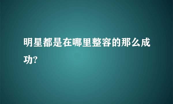 明星都是在哪里整容的那么成功?