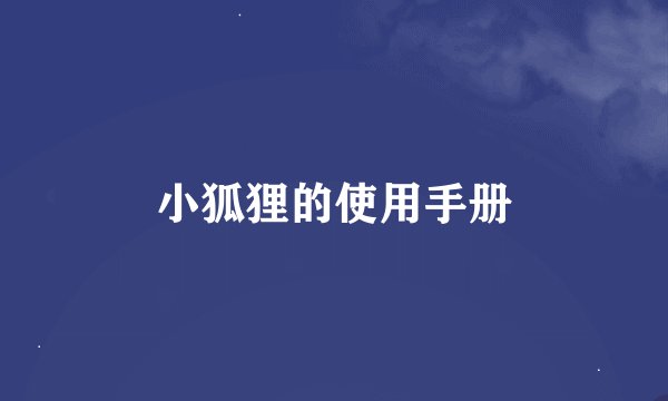 小狐狸的使用手册