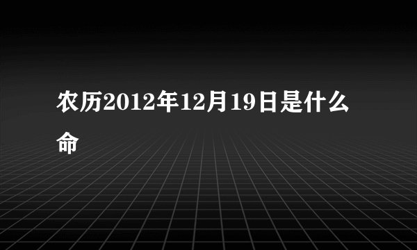 农历2012年12月19日是什么命