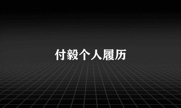 付毅个人履历