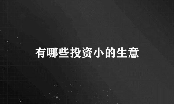 有哪些投资小的生意