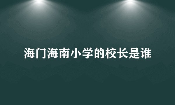 海门海南小学的校长是谁
