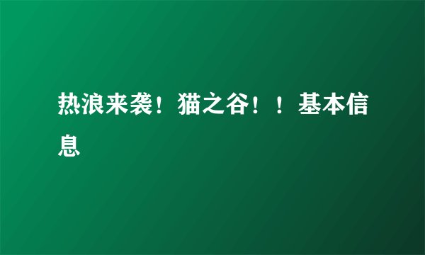 热浪来袭！猫之谷！！基本信息