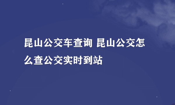 昆山公交车查询 昆山公交怎么查公交实时到站