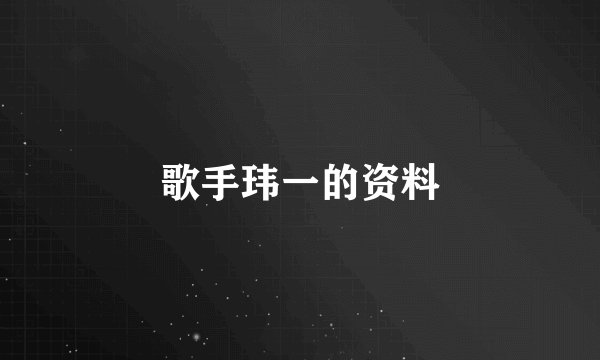 歌手玮一的资料