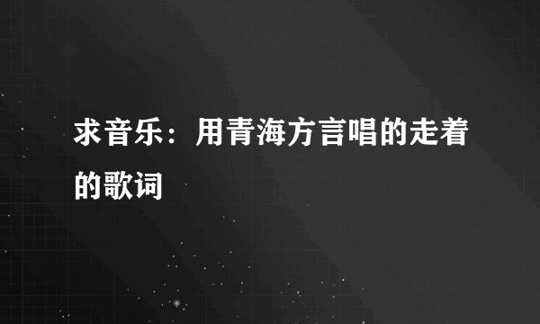 求音乐：用青海方言唱的走着的歌词