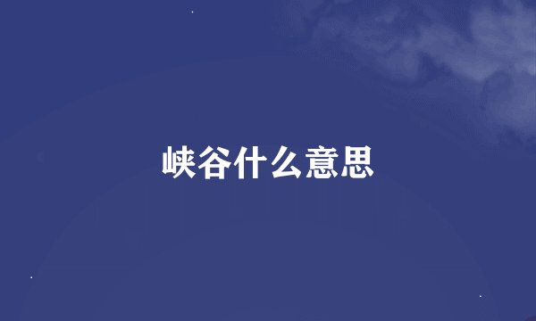 峡谷什么意思