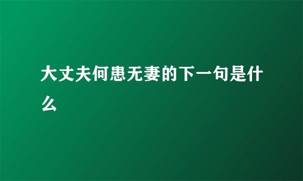 大丈夫何患无妻的下一句是什么