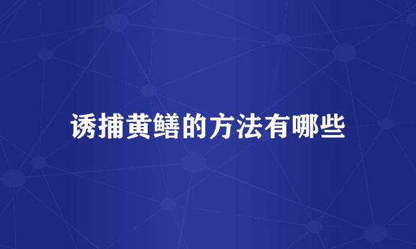 诱捕黄鳝的方法有哪些