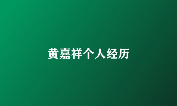 黄嘉祥个人经历