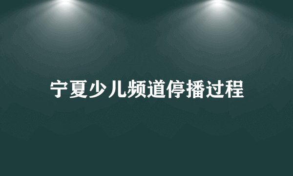 宁夏少儿频道停播过程