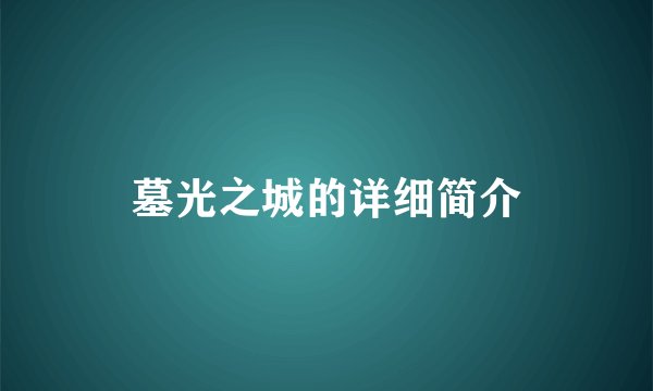 墓光之城的详细简介