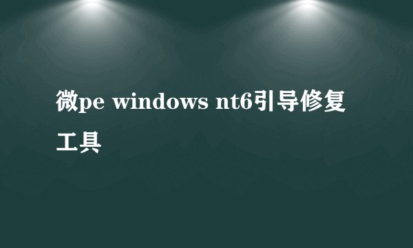 微pe windows nt6引导修复工具