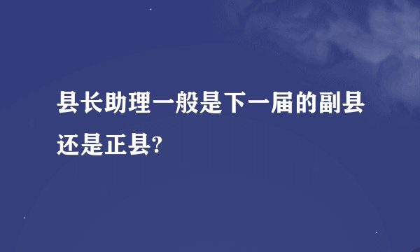 县长助理一般是下一届的副县还是正县?