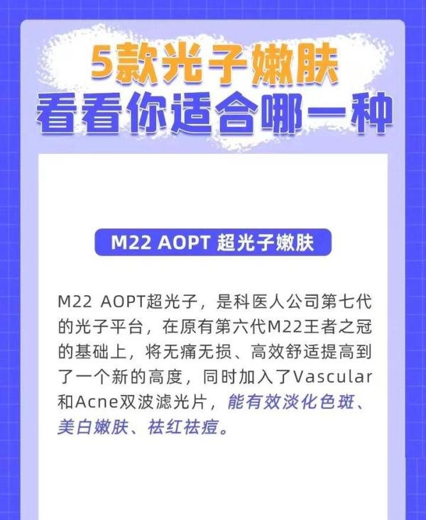 市面上5种光子嫩肤,IPL、 OPT、DPL、 M22 、BBL 到底有什么区别?