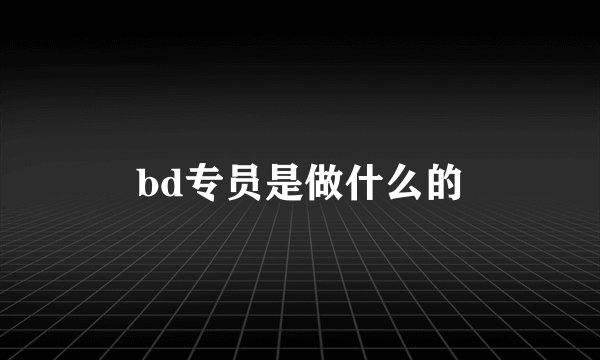 bd专员是做什么的
