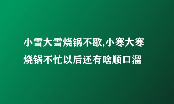 小雪大雪烧锅不歇,小寒大寒烧锅不忙以后还有啥顺口溜