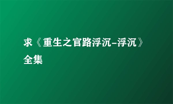 求《重生之官路浮沉-浮沉》全集