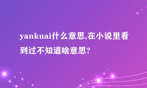 yankuai什么意思,在小说里看到过不知道啥意思?
