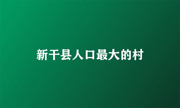 新干县人口最大的村