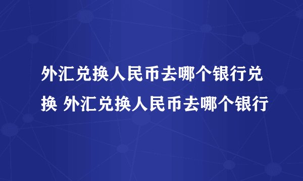 外汇兑换人民币去哪个银行兑换 外汇兑换人民币去哪个银行