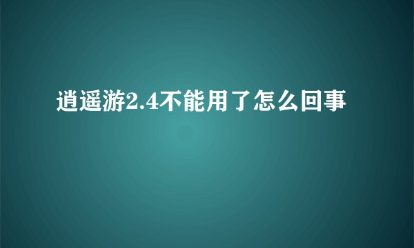 逍遥游2.4不能用了怎么回事