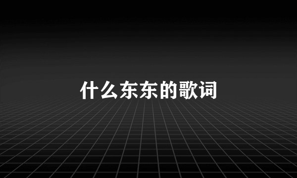 什么东东的歌词