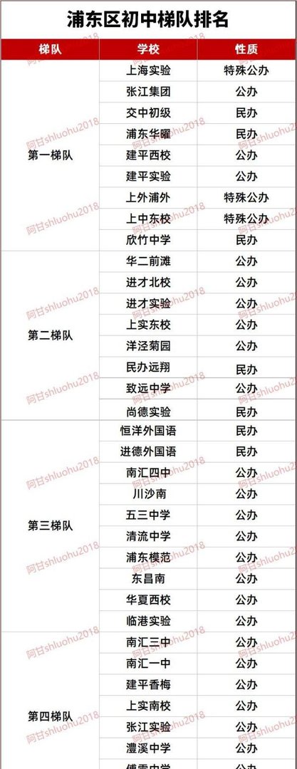 最新！2024年上海16区初中梯队排名